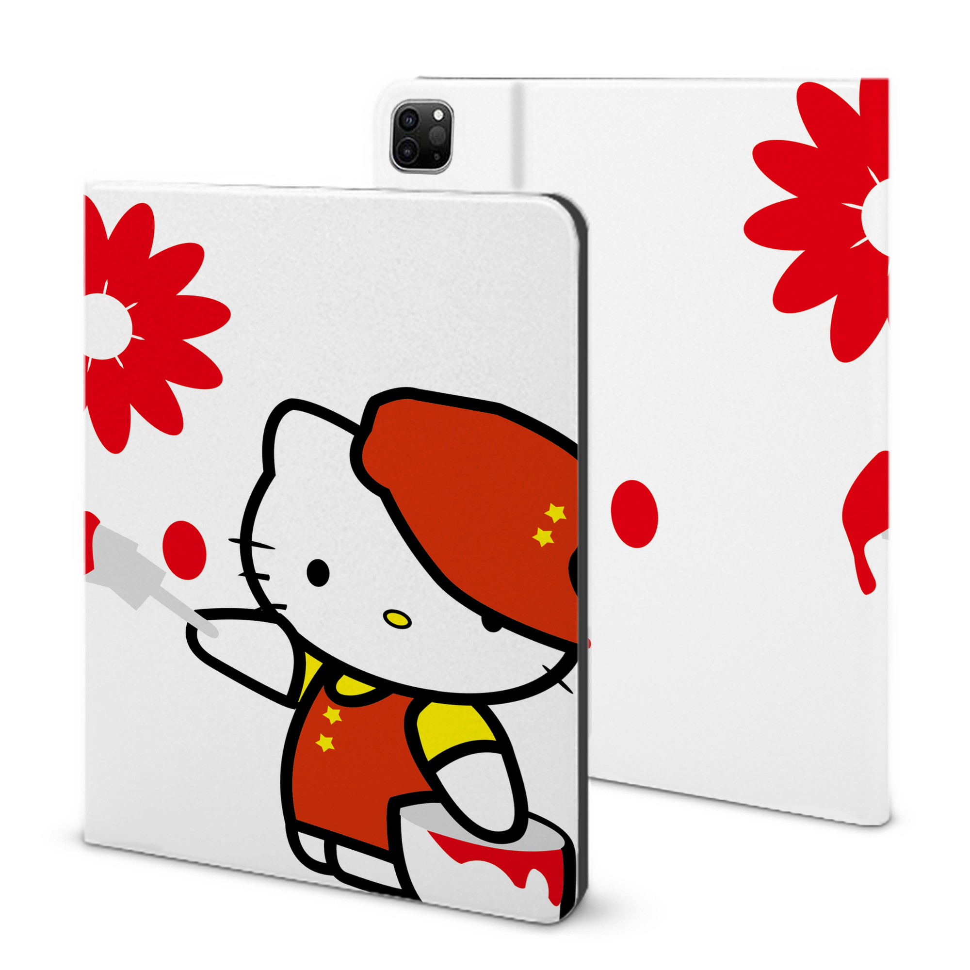 （画像用） Hello Kitty ハローキティ IPad ケース ブック型 PUレザー TPU 耐衝撃 軽量 薄型 ペン収納なし 全面保護 IPad 各モデル対応